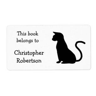 Etiqueta Placa de livro da silhueta do gato