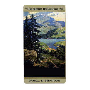 Etiqueta Placa de livro do lago das montanhas da natureza