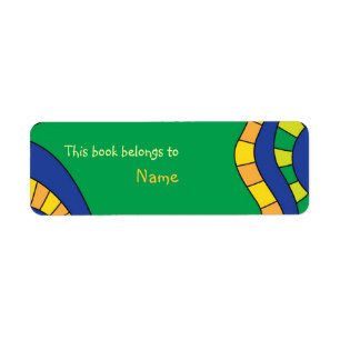 Etiqueta Placa de livros com abstrato coloridos modernos