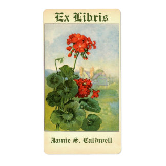Etiqueta Placa do livro do planalto de flores de gerânio em