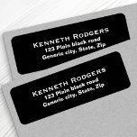Etiqueta Plain simple black background white text custom<br><div class="desc">Plain,  simple black return address labels (3/4" x 2 1/4") with white,  customizable text. For custom requests or help with customizing please use the store contact link above.</div>