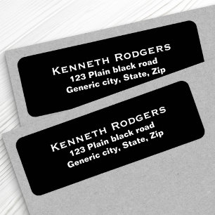 Etiqueta Plain simple black background white text custom