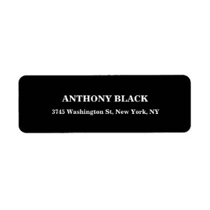 Etiqueta Planície Branca Negra Masculina Elegante Unificada