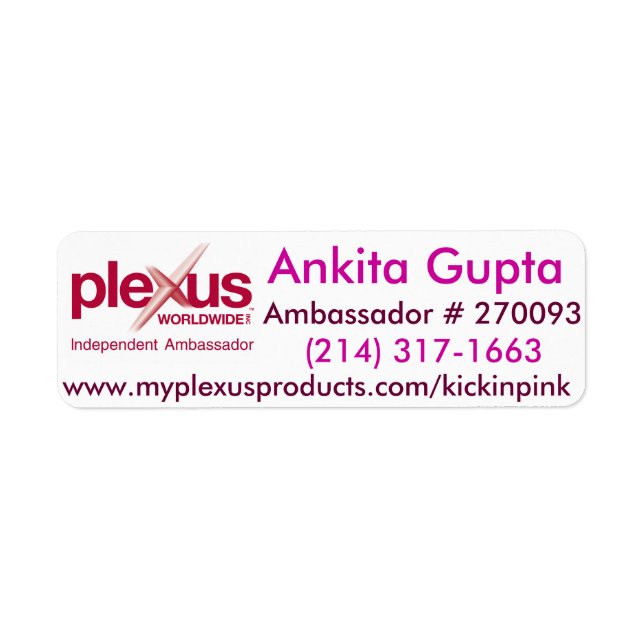 Etiqueta Plexus World Wide Mail Labels (Frente)