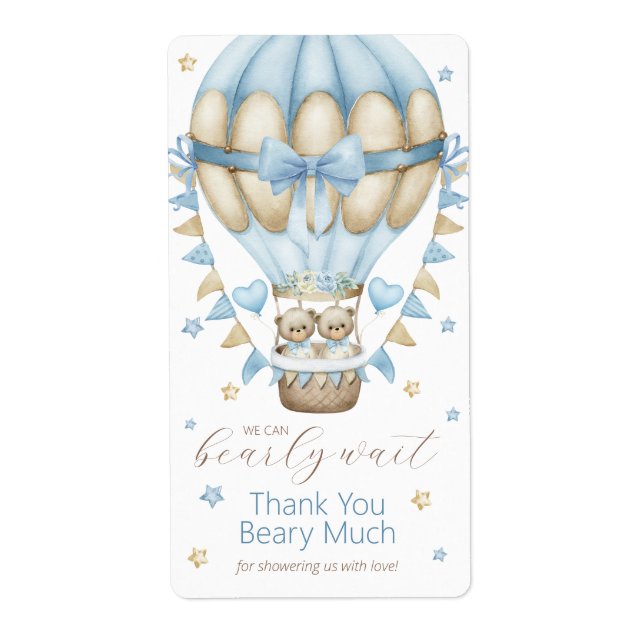 Etiqueta Podemos Ir Esperar Um Garoto Gêmeo Obrigado (Frente)