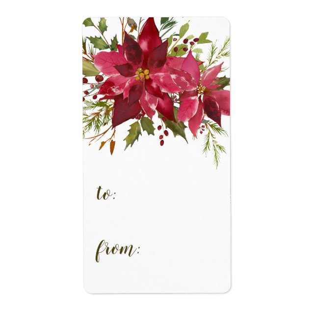 Etiqueta Poinsettia Christmas Para De (Frente)