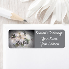 Etiqueta Poinsettia de Natal Branco Elegante