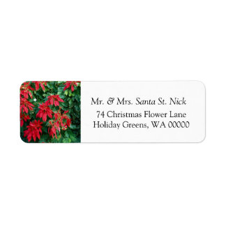 Etiqueta Poinsettia Merry Christmas Card Mail Labels