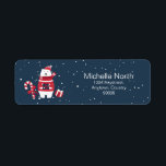 Etiqueta Polar Bear Christmas ID851<br><div class="desc">Esta etiqueta de endereço de Natal esbranquiçada apresenta um fundo azul escuro tocado com um urso polar vermelho e branco com presentes e cana doce. Adicione seu nome e endereço usando o modelo fornecido. Procure ID851 para ver todos os produtos de coordenação para este design.</div>