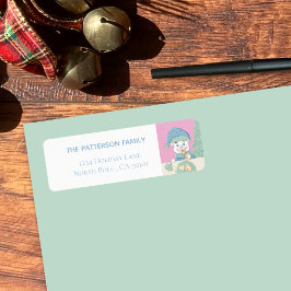 Etiqueta Polar Bear Cub Comendo Biscoito De Natal