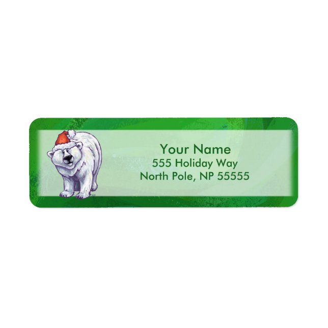 Etiqueta Polar Bear Natal Em Verde (Frente)