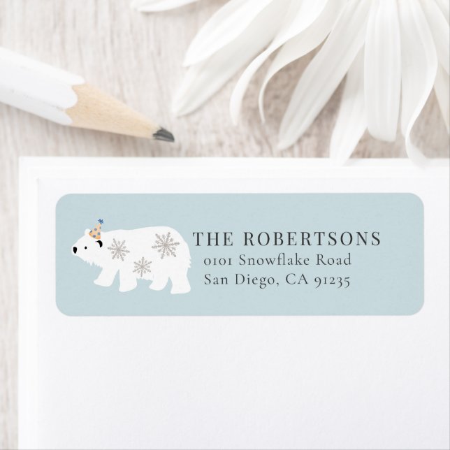Etiqueta Polar Bear Winter Wonderland Blue (Insitu)