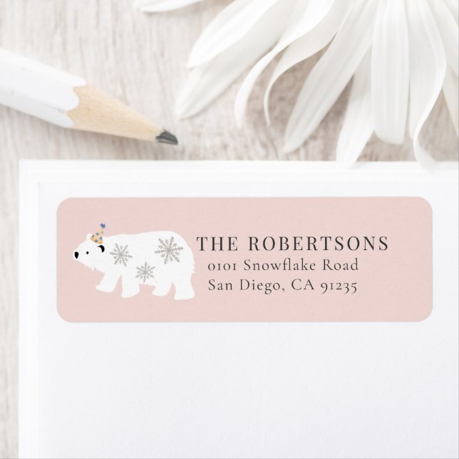Etiqueta Polar Bear Winter Wonderland Pink Label (Insitu)