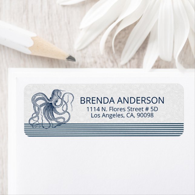 Etiqueta Polvo azul marinho e tiras em branco (Insitu)