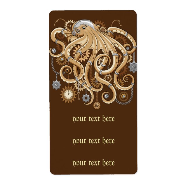 Etiqueta Polvo Steampunk Retro Fantasia Mecânica (Frente)