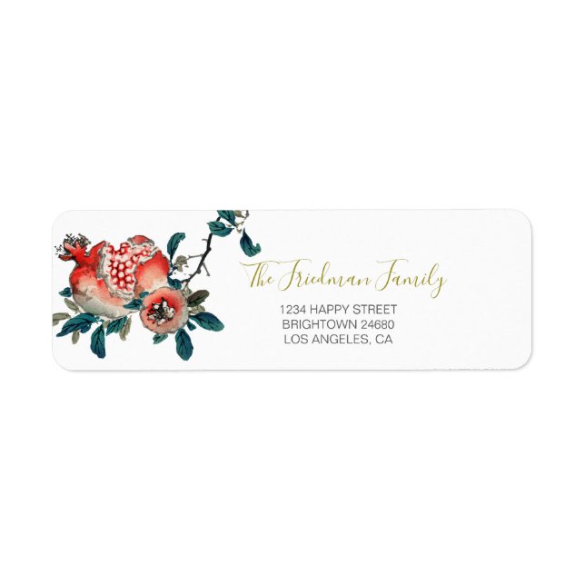 Etiqueta Pomegranato Rosh Hashanah Ano Novo (Frente)