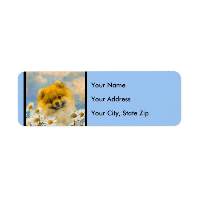 Etiqueta Pomerânia em Pintura de Dísias - Arte de Cachorro  (Frente)