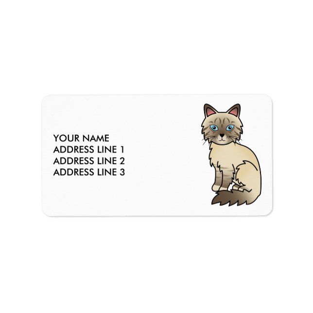 Etiqueta Ponto de Chocolate Tabby Birman/Ragdoll & Texto Pe (Frente)
