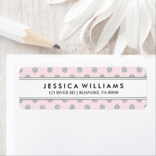 Etiqueta Pontos brilhantes, rosa e prateados, personalizado