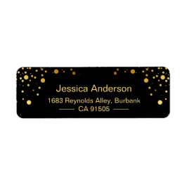 Etiqueta Pontos de Confetti Dourados e Pretos Modernos