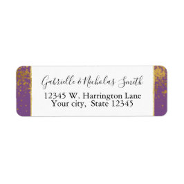 Etiqueta Pontos de Confetti Dourados Roxos