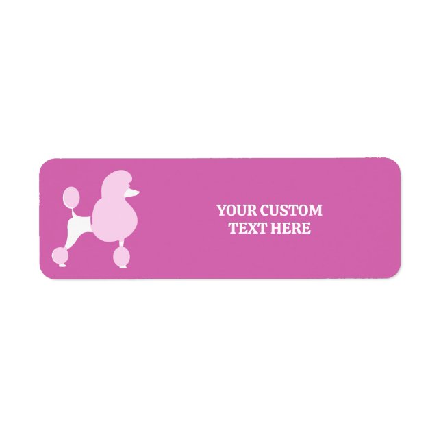 Etiqueta Poodle Rosa de Texto Personalizado (Frente)