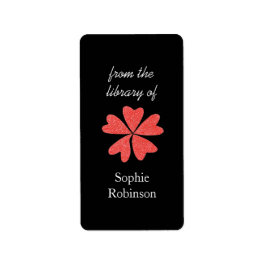 Etiqueta Pop de bookplates personalizados florais vermelhos