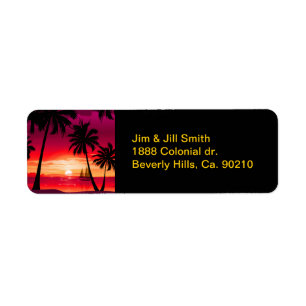 Etiqueta Por do sol Shimmery lindo & veleiro da ilha
