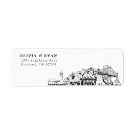 Etiqueta Portland Skyline Modern Return Address Labels