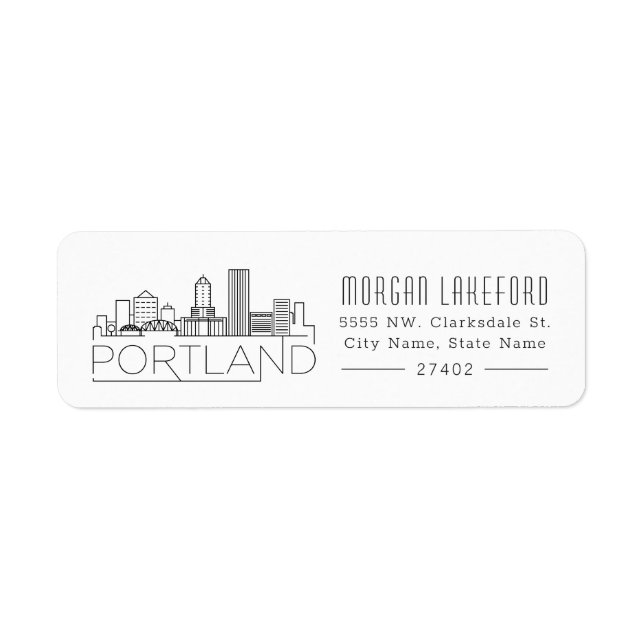 Etiqueta Portland Stylized Skyline | (Frente)