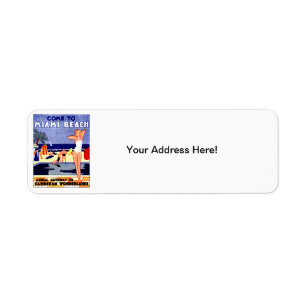 Etiqueta Poster de viagens 1925 de Miami Beach