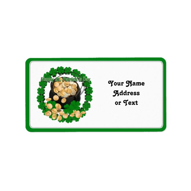 Etiqueta Pote com enquadramento Dourado para Dia de São Pat (Frente)