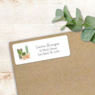 Etiqueta Pots de Flores de Cacto em Aquarela Suculentas Flo