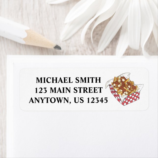 Etiqueta Poutine Quebec Canadá Comida francesa Fries (Insitu)