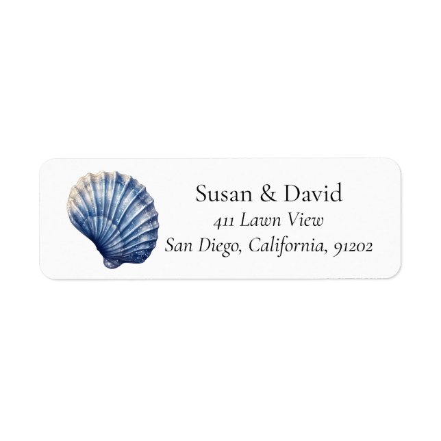 Etiqueta Praia Costeira de Seashell Personalizada (Frente)
