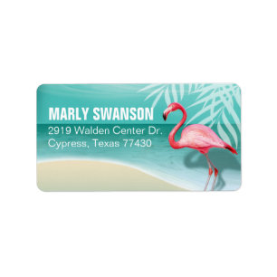 Etiqueta Praia do flamingo que envia o aqua de