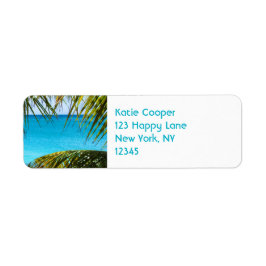 Etiqueta Praia Tropical enquadrada com Palm Fronds