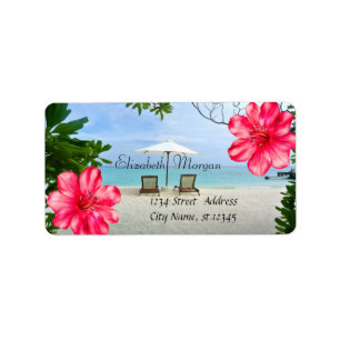 Etiqueta Praia Tropical Moderna, Cadeira, Hibiscus