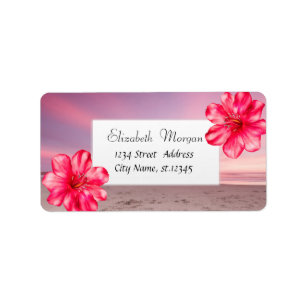 Etiqueta Praia Tropical Moderna do Sol, Hibiscus