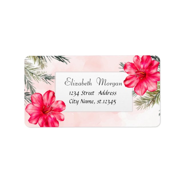 Etiqueta Praia Tropical Moderna, Folhas de Palma, Hibiscus (Frente)