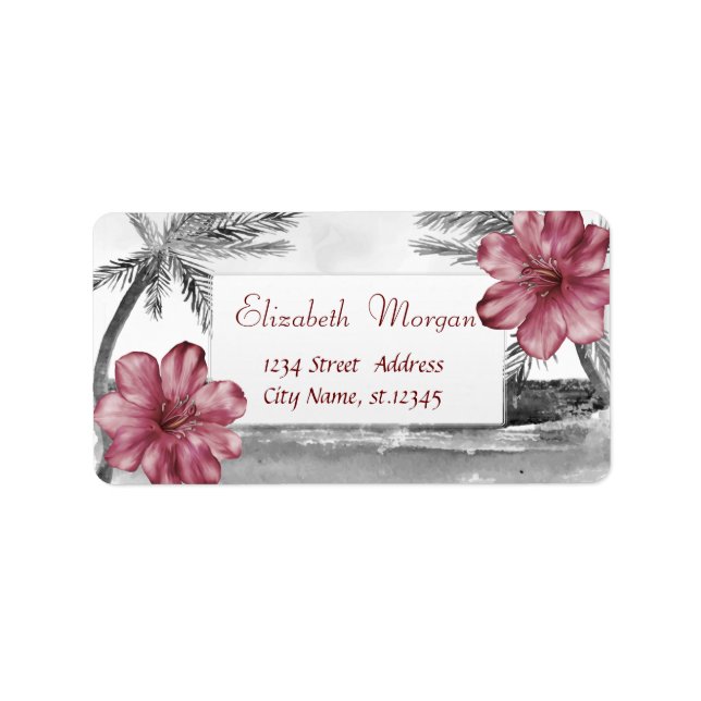 Etiqueta Praia Tropical, Palmas, Hibiscus (Frente)