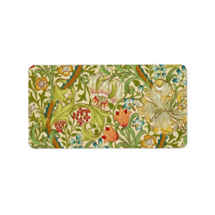 Etiqueta Pre-Raphaelite dourado do vintage do lírio de