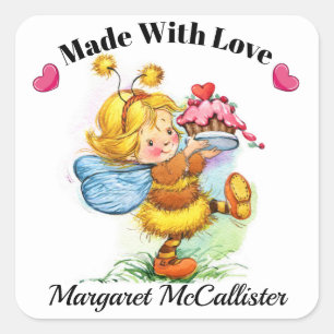 Etiqueta preciosa da cozinha da menina do cupcake