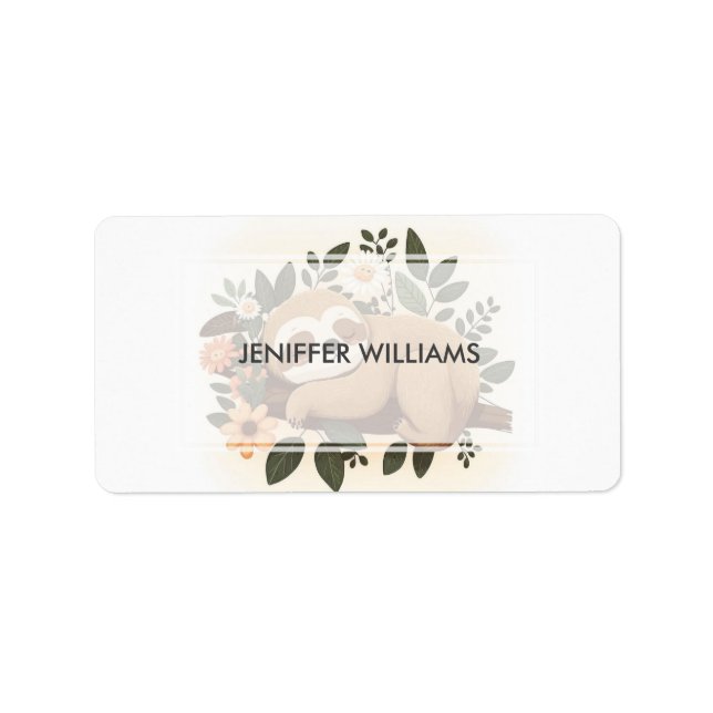 Etiqueta preguiça dormindo em um desenho animado (Frente)