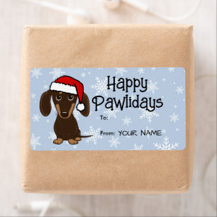 Etiqueta Presente de Natal de Cachorro Dachshund de Chocola