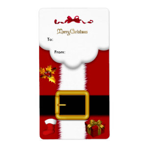 Etiqueta Presente de Natal Tag Terno do Papai Noel Dourado 