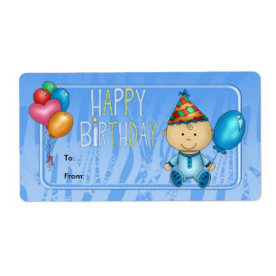 Etiqueta Presente Infantil Aniversário Azul