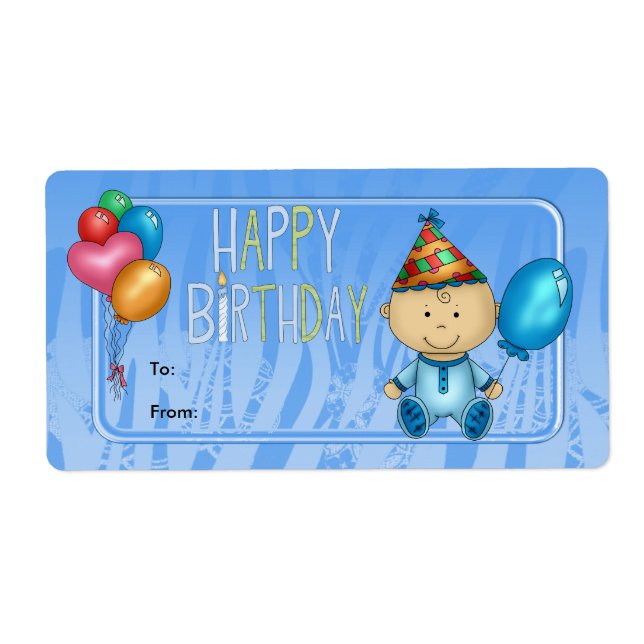 Etiqueta Presente Infantil Aniversário Azul (Frente)