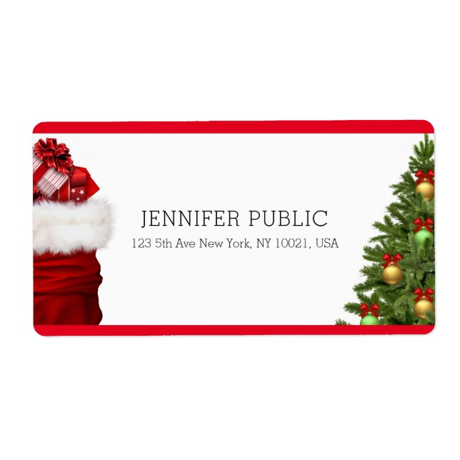 Etiqueta Presentes de Árvore de Natal Elegantes Modelo Tend (Frente)