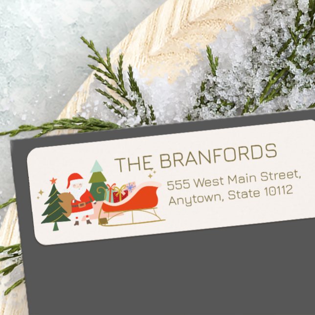 Etiqueta Presentes de Natal em Papais noeis Sleigh (Criador carregado)